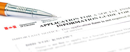 Application for social security Canada with a ballpointの写真素材