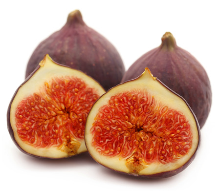 Fresh organic common figs over white backgroundの写真素材