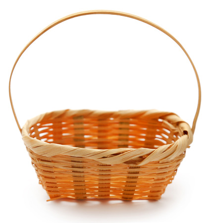 Empty food basket isolated over white backgroundの写真素材