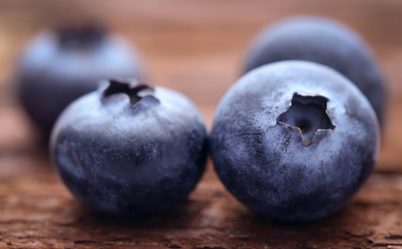 Group of fresh blueberries on natural surfaceの写真素材
