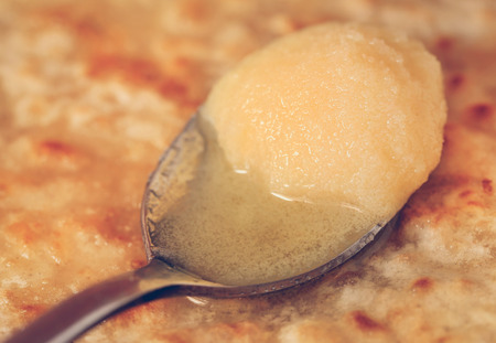 Fresh parotta, a traditional breakfast item in Indian subcontinent with gheeの写真素材