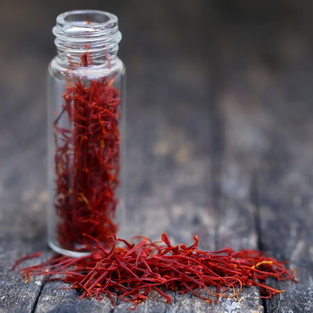 Closeup of Saffron on natural surfaceの写真素材