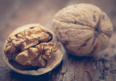Walnut closeup on natural surfaceの写真素材