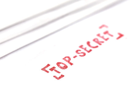 Top secret stamp text over white background