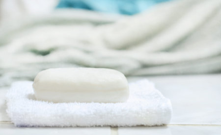 Soap and cloth for washing in a bathroom