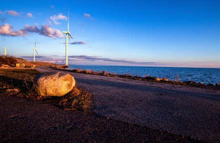 Wind power generation offshore at Brondby in Denmarkの写真素材