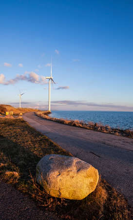 Wind power generation offshore at Brondby in Denmarkの写真素材