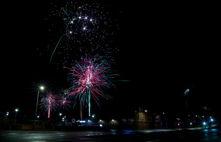 Fireworks in Brondby of Denmark at New Year