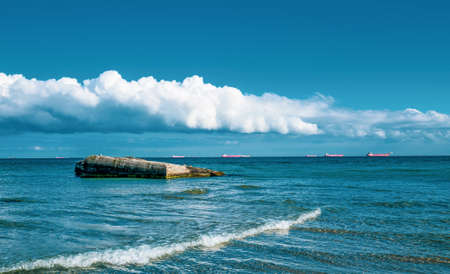 Beach at Skagen in Denmark where two seas meet, namely the Skagerrak and the Kattegatの写真素材