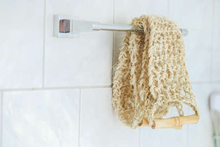 Body scrubber in a bathroomの写真素材
