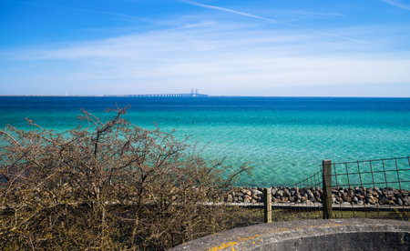 Picturesque Baltic sea from the top of Dragor fort Denmarkの写真素材