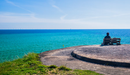 Picturesque Baltic sea from the top of Dragor fort Denmarkの写真素材