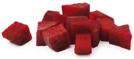 Sliced Beetroot over white backgroundの写真素材