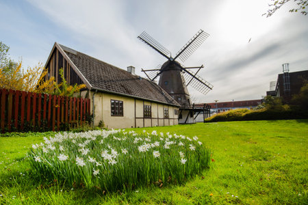 Old windmill of Brondby in Denmark on sunny day