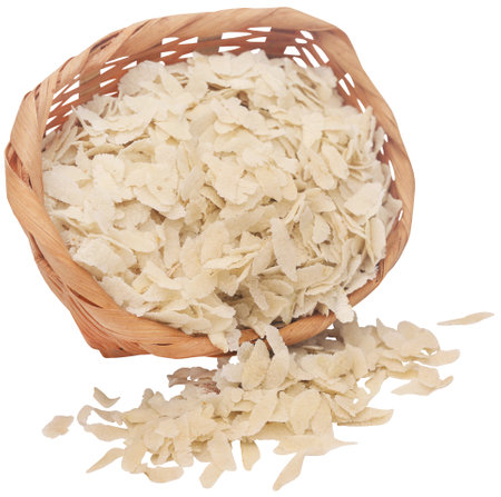 Flattened rice of South East Asia fresh and closeupの写真素材
