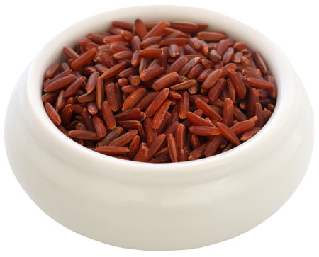 Organic red Jasmine rice, a very nutritious foodの写真素材