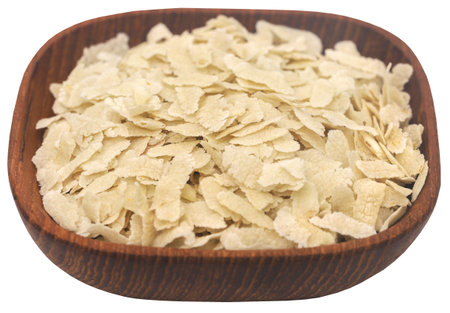 Flattened rice of South East Asia in bowlの写真素材