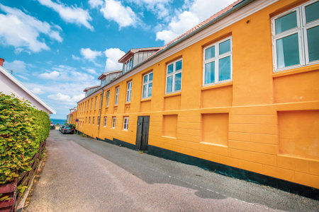 Picturesque small town Gudhjem in Bornholm, Denmarkの写真素材