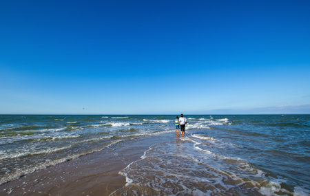 Spectecular Skagen beach in Denmark where two seas meet, namely the Skagerrak and the Kattegatの写真素材
