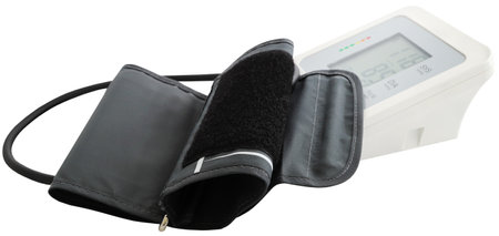 Blood pressure monitor equipment closeup and isolatedの写真素材