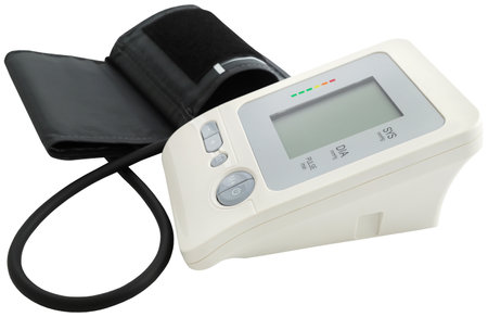 Blood pressure monitor equipment closeup and isolatedの写真素材
