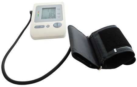 Blood pressure monitor equipment closeup and isolatedの写真素材
