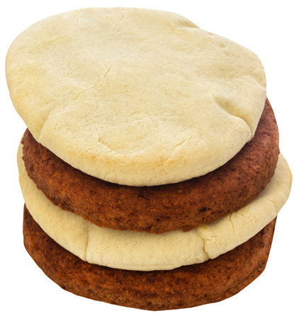 Pitta bread with patty as sandwichの写真素材