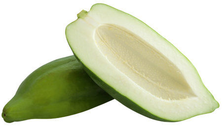 Fresh uncooked green papaya isolatedの写真素材