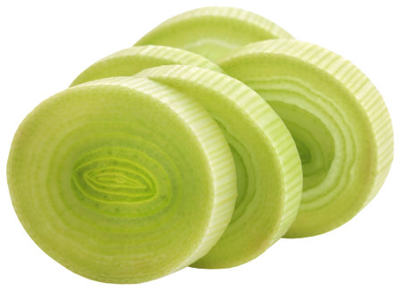 Fresh organic leek stems isolatedの写真素材