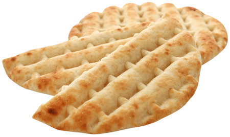 Greek pita bread or flatbread closeup and isolatedの写真素材