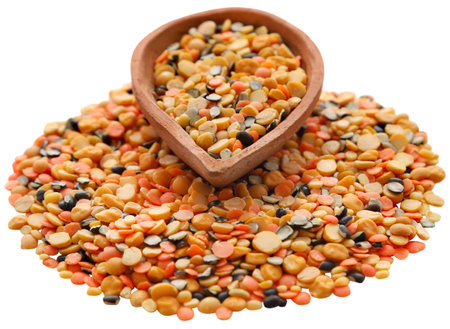 Mixed daal in a bowl closeup and isolatedの写真素材