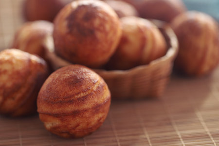 Popular Dansih pancake balls or aebleskiverの写真素材