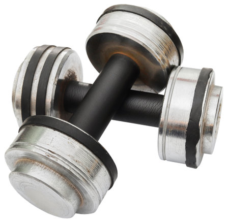 Dumbbell for exercise and body fitness closeupの写真素材
