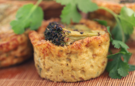 Vegetable egg muffin freshly preparedの写真素材