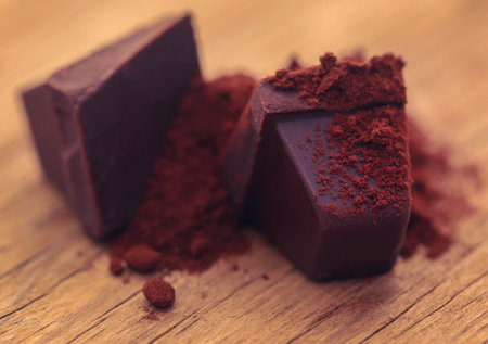 Cacao Powder with milk chocolat closeupの写真素材