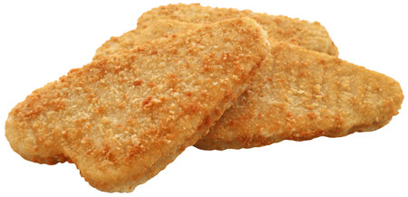 Crispy fish fillet made of Alaska Pollock closeup and isolatedの写真素材