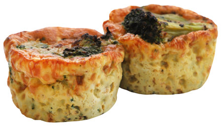 Vegetable egg muffin closeup and isolatedの写真素材