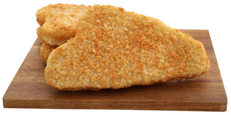 Crispy fish fillet made of Alaska Pollock closeup and isolatedの写真素材