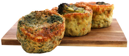 Three vegetable egg muffin isolatedの写真素材