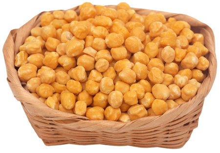 Peeled chickpea fresh and organic closeup isolatedの写真素材