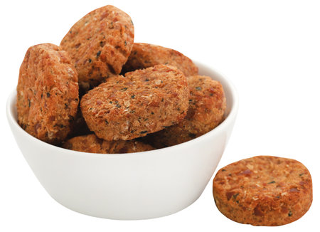 Vegetable fish falafel closeup and isolatedの写真素材