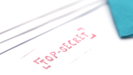 Top secret stamp sign in a paperの写真素材