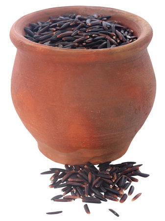 Black Jasmine rice whole closeup and isolatedの写真素材