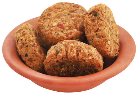 Healthy and savory Vegetable falafel in a bowlの写真素材