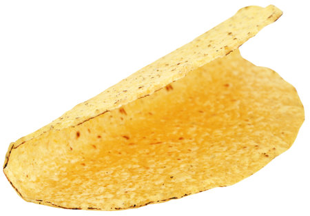 Taco shell, crispy ready to make savory taco isolatedの写真素材