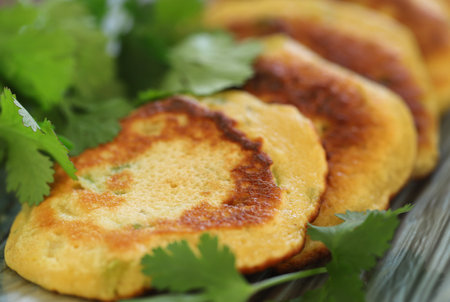Homemade Salted pancake, a healthy braekfastの写真素材