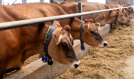 Cows in a cattle farmの写真素材