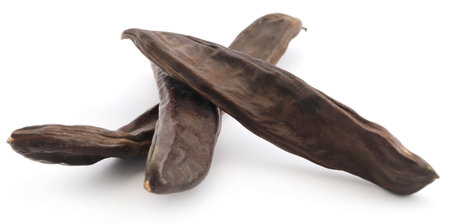 Fresh and organic Carob fruit of Mediterranean areaの写真素材