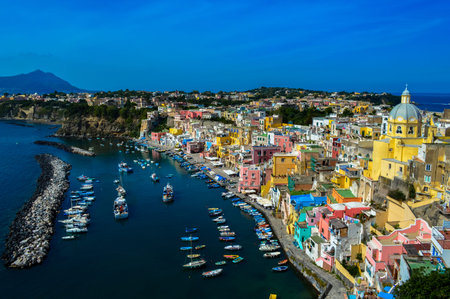 Incredible view of the beautiful Procida, Naples, Italyの写真素材