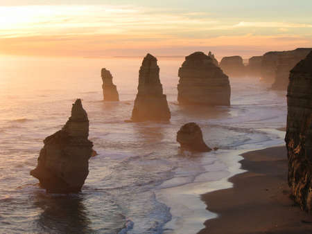 Sunset at the 12 Apostles along The Great Ocean Road, Victoria, Australiaの写真素材